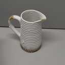 Quoowiit Ceramic Rustic Vase with Handle, White Distressed Decorative Farmhouse Pitcher Vase for Home Decor Living Room Bedroom Kitchen Office Shelf Decor Centerpiece Table Decoration