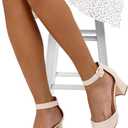 mysoft Women's Pointed Toe Low Chunky Heels Closed Toe Ankle Strap Dress Pump Shoes - 8W