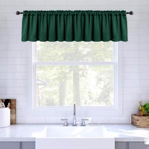 MIULEE Christmas Blackout Window Valance for Bedroom Kitchen Bathroom Living Room Darkening Rod Pocket Curtain Valance, Thermal Insulated Window Treatment 1 Panel, 52 x 18 Inches, Hunter Green