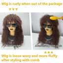 80s Rock Mullet Wigs for Men and Women Long Brown Curly Wig 70s 80s Costumes for Men Women Halloween Cosplay Party Wigs