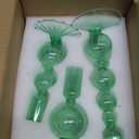 Hewory Glass Candlestick Holders Set: 3PCS Green Candle Holder Taper Candle Holders Bulk, Crystal Ribbed Candle Sticks Holder Decor for Table Centerpiece Wedding Christmas Thanksgiving Dinner