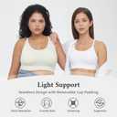 AMRIY Womens Sports Bras for Women Light Support Padded Workout Bras for Women Supportive Seamless Women's Wireless Yoga Bra (Black, L)