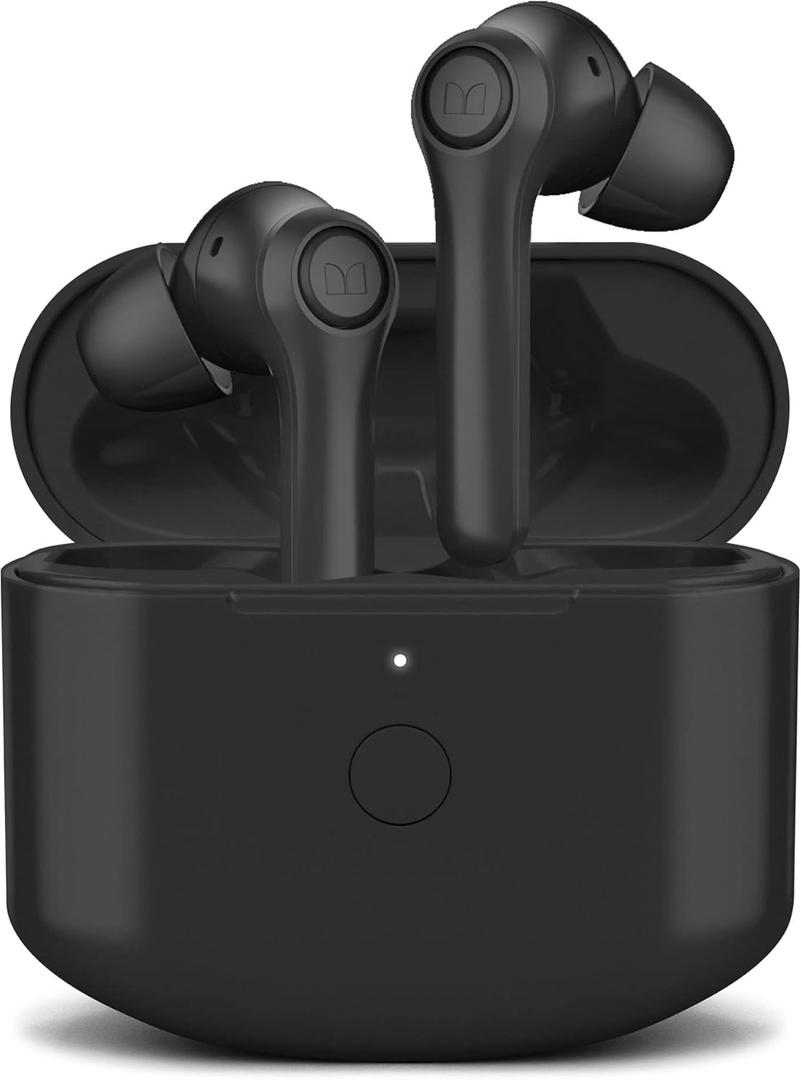 Monster Verse True Wireless Earbuds with Charging Case, Bluetooth 5.0 in-Ear Stereo Headphones, Built-in Mic for Clear Calls, USB-C Quick Charge (Black)