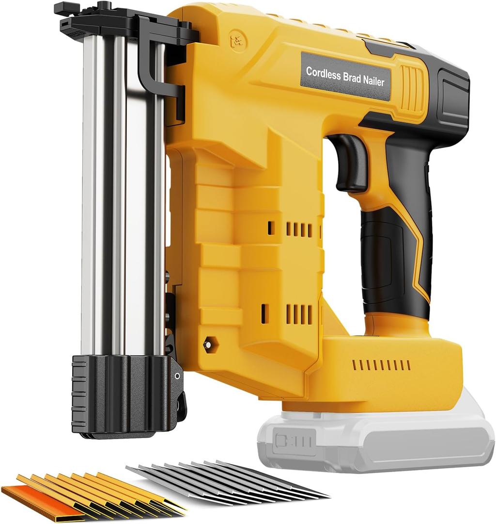 Cordless Brad Nailer Compatible with Dewalt 20V Battery Nailer & Staple Gun 2-in-1, 18GA Electric Nail Gun with Safety Nose, Anti-Jamming Design, Dual Firing Modes, 1600 Nails/Staples (Tool Only)