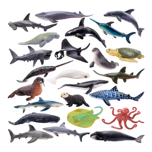 TOYMANY 24pcs Mini Ocean Animal Figurines: Realistic Cake Toppers with Sharks, Whales & Octopus - Great for Kids' Parties, Gifts & School Projects