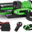 2500 lb. ATV/UTV Electric Winch, 12V Waterproof Synthetic Rope Winch,Electric Winch with Wired Remote and Wireless Remote for ATV UTV Towing,Boat,Off-Road