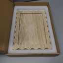 Genuine Travertine Scalloped Marble Tray, Real Natural Marble Stone Trays, Luxury Decorative Trays for Bathroom, Dresser, Vanity, Kitchen, Home Decor, 10.6" x 8", Travertine Beige