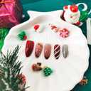 5 x Christmas Press on Nails Medium Red Glue on Candy Stripe Cane Mistletoe Design Xmas Acrylic Stiletto Bling Manicure False Nails 24 Pcs