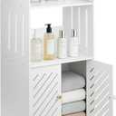 3-Tier Bathroom Storage Cabinet, Bathroom Floor Cabinet with Door and Shelf, Small White Floor Cabinet Freestanding Organizer for Bathroom Living Room Entryway Kitchen Hallway Small Space