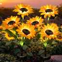 GIGALUMI Solar Garden Lights Artificial Sunflowers, LED Garden Decor Carefree Sunflower Solar Lights Outdoor Yard Decorations Outdoor, Everlasting Sunflower Decor Gift for Yard Patio (Set of 2)