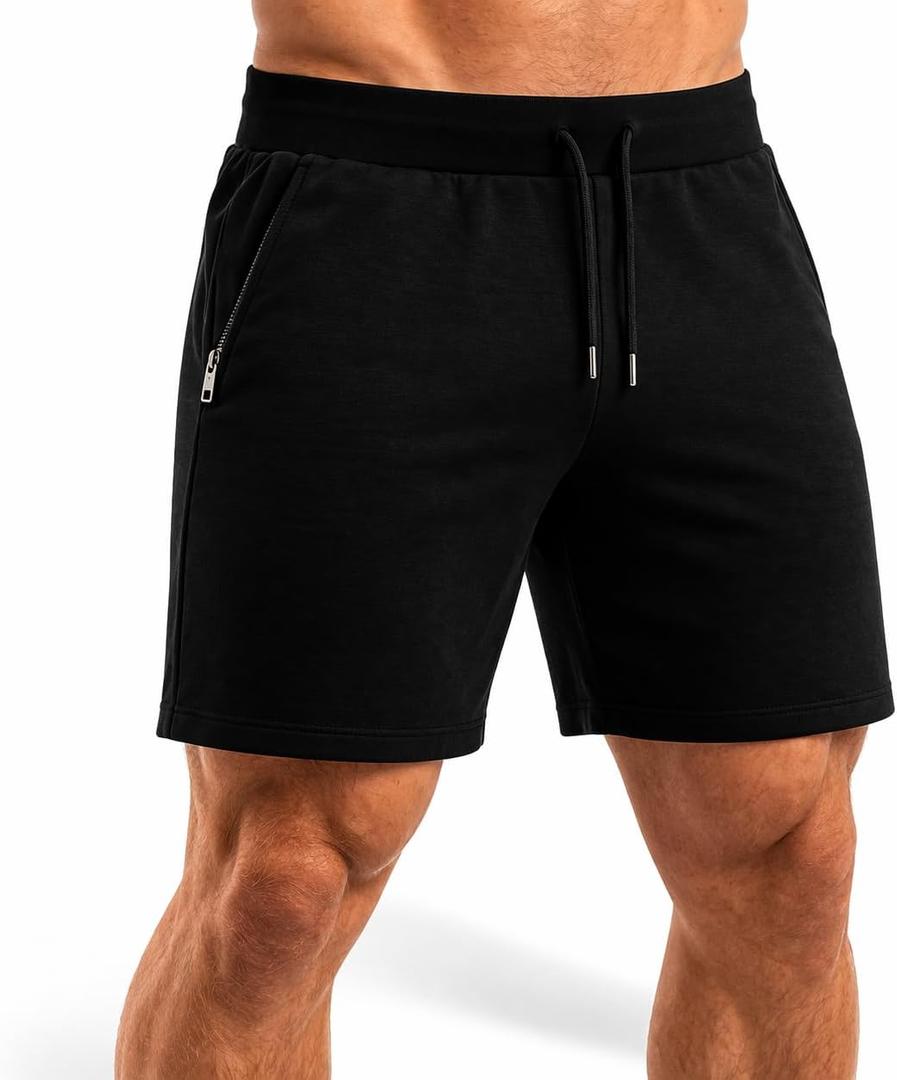 Mens 100% Merino Wool Training Shorts Athletic Fit Plastic-Free Contact (Black, XL)