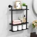 Floating Shelves, Wall Mounted Metal Floating Shelves Black with Frame and Towel Rack for Bathroom, Living Room, Bedroom, Kitchen (3 Tier)