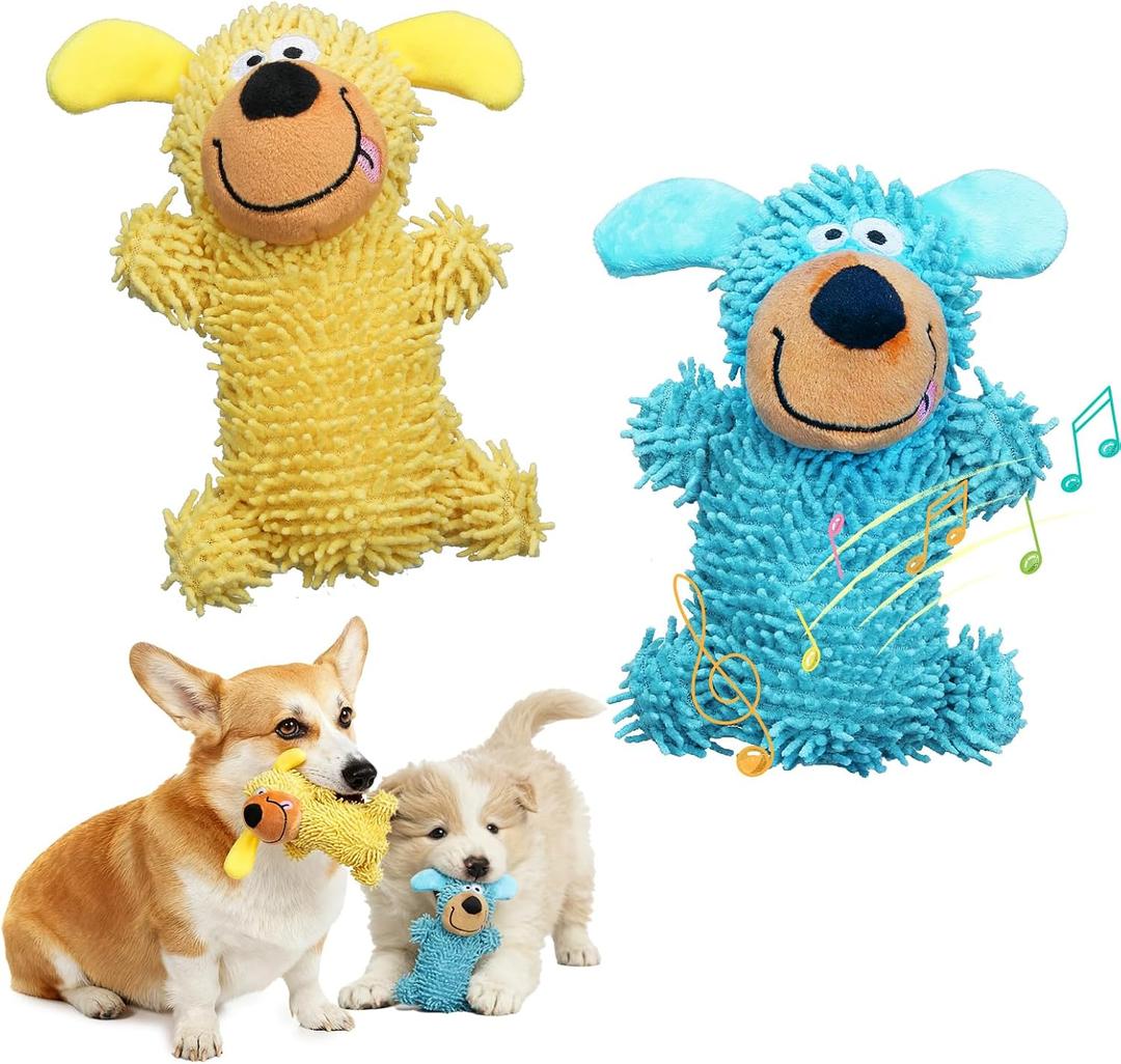 Squeaky Dog Toys, 2PCS Squeaky Dog Chew Toys Bear Plush Dog Toys to Keep Them Busy, Built-in a Squeaker Interactive Chew Toys for Small Animals Pet Dogs Puppy Teething