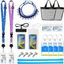 Cruise Ship Essentials 2026 Must Haves Kit- Packing List Lanyard with ID Holders,Luggage Tag Set, Waterproof Phone Holder, Magnetic Hooks, Travel Clothesline, Towel Bands, Mesh Bag Gifts