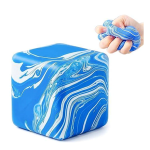 3 Pcs Swirl Ice Cube Bulk Stress Cube for Adults Anxiety Relief Soft Squeeze Sensory Square Ball for Prizes Goodie Bag Party Favors(Blue)
