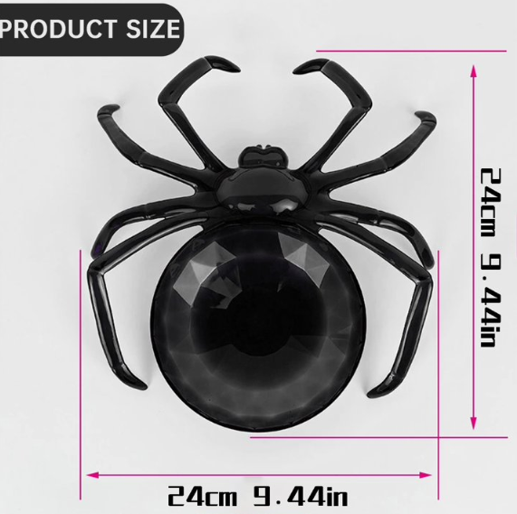 Halloween Style Spider Candy Tray 9.44 Inch Plastic Dessert Plate Multi-Function Fruit Serving Bowl for Home Party Dining (24x23cm)