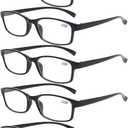 Reading Glasses 5 Pairs Quality Readers Spring Hinge Vintage Glasses for Reading for Men and Women (5 Pack Black, 1.5)