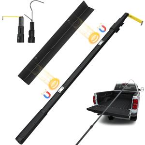 Magnetically Mounted 6.9 Ft Truck Cargo Grabber Reach Retriever Tool Upgraded Extendable Pickup Truck Bed Accessories, Multi-Use Telescoping Truck Bed Reach Tool with Two Hooks