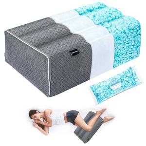 urnexttour Shredded Memory Foam Knee Pillow for Side Sleeper, Adjustable Legs Pillow with Inner Pillowcase and Extra Foam Filler, Spine & Relieves Pressure Hip & Leg Elevation, Dark Grey