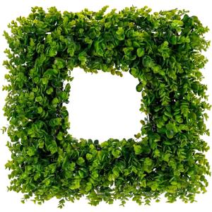 Boxwood Wreaths for Front Door Decor, 20" Artificial Greenery Square Wreath Decorations for Spring Summer Home Door Window Outside Wall Indoor Outdoor Porch and Birthday Wedding Party