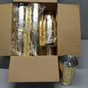 12 Pcs Gold Cylinder Vases for Centerpieces Mercury Vase Hurricane Vase Bulk Acrylic Round Wide Container for Flowers Home Office Wedding Table Decorations (6'')