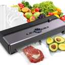 Sealer Machine for Food Storage, 85KPA Strong Suction, Dry/Moist Mode, Automatic Seal in 10-20 Seconds with 10 Vacuum Bags & 1 Roll, Built-in Cutter, Bag Storage & Vacuum Hose, for Home Kitchen Use