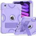 Cantis Case for iPad mini 7 A17 Pro 2024/ iPad mini 6 2021 8.3 Inch, Heavy Duty Shockproof Cover for iPad mini 7th/ 6th Generation 8.3" with Pencil Holder, Purple+Purple