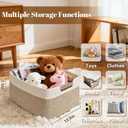 4 Pack Large Storage Basket for Organizing, 17.5"x13"x7" Woven Basket for Shelves, Closet Cube Storage Bins with Wrapped Handle, Cotton Rope Baskets for Kitchen, Clothes, Toys(Off White & Brown)