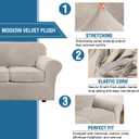 H.VERSAILTEX Real Velvet Plush 3 Piece Stretch Sofa Covers Couch Covers for 2 Cushion Couch Loveseat Covers Width Up to 72 Inch Feature Thick Soft Stay in Place (Medium Sofa, French Oak)