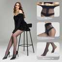 Yilanmy 2 Pairs Rip Resistant Sheer Tights T-Crotch Control Top Pantyhose for Women Reinforced Toe (XL)