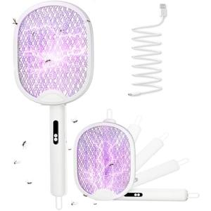 WOCVRYY Electric Fly Swatter 3 in 1 Bug Zapper Racket with 4000V 1800mah Battery 5-Layer Safety Mesh 180° Foldable Electric Mosquito Swatter Suitable for Indoor or Outdoor