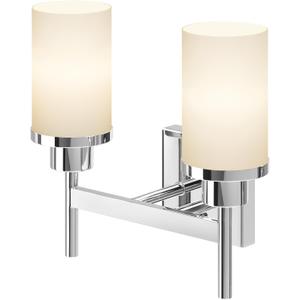 Vanity Lights Polished Chrome Bathroom Light Fixtures with White Frosted Glass Shade, Double Wall Sconces for Mirror Hallway Entrance Porch T001CH-L2 (2-Light)