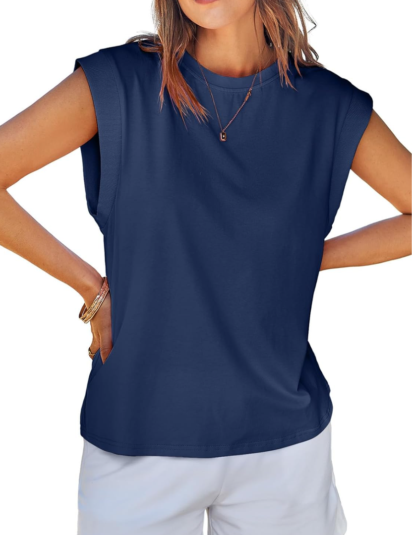 Tankaneo Womens Cap Sleeve Tank Tops Cotton Summer Casual Loose Fit Basic Tee Shirts 2025 Fashion XL
