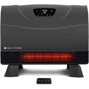Heat Storm Phoenix HS-1500-PHX, Infrared Space Heater with Attachable Feet, Remote Control, Energy Efficient-750-1500 Watts, Gray Floor or Wall