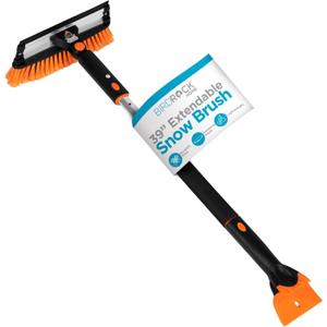 39" Extendable Snow Brush with Detachable Ice Scraper | 11" Wide Squeegee & Bristle Head | Lightweight Aluminum Body with Ergonomic Grip | No Scratch Winter Cleaning Tool for Cars & SUVs
