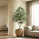 7FT Large Faux Olive Tree with Black Pot, Tall Artificial Olive Tree UV Resistant with Sturdy Branches & Realistic Green Leaves, Silk Plants for Home Decor Indoor Office Outdoor Porch Patio