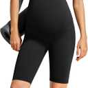 G4Free Barefeel Maternity Biker Shorts with Pockets Over The Belly Legging Pregnancy Yoga Pants Athletic Workout 5" 8.5" (X-Large, Black)