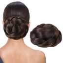 POPETPOP Fake Bun Wig, Chignon Braided Hair Bun - Womens Hairpiece for Women Girls Party Wedding, Dancing Costume Hair Accessory (13x13x6cm, As Shown 2)