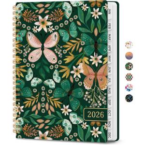 2026 Planner, Weekly and Monthly Calendar Planner for Women, Jan 2026 - Dec 2026, Hardcover Planning Agenda book with Tabs, Spiral Bound, Inner Pocket, Perfect for School Office Supplies, 6.3" x 8.5" - Butterfly