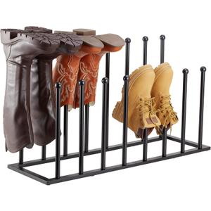 Housen Solutions Boot Rack Organizer for Tall Boots, 8 Pairs Metal Free Standing Shoe Rack, Black Shoes Boot Organizer Holder Stand for Closet, Entryway, Garage