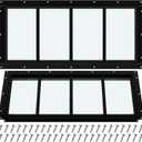 Tandefio 2 Pack Shed Window 10" x 23" Chicken Coop Flush Mount Windows with Tempered Glass, Aluminum Frame Black Outdoor Fixed for Chicken Coop Barn Playhouse Garage Basement with Screws