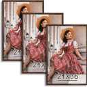 Dark Brown 24x36 Frame Set of 3 - Rustic Woodgrain 24 x 36 Poster Frame with Plexiglass for Wall Gallery Display, 24x36 Picture Frame for Puzzles, Artwork, Photos and Posters - Ideal Christmas Day