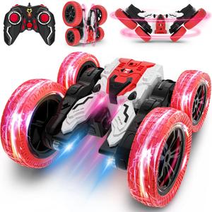 Double Sided RC Car, 4WD Off-Road Stunt Car with 360 Flips, 2.4Ghz Indoor/Outdoor All Terrain Rechargeable Electric Toy Car for Kids 3+ (Red) Double Sided RC Car, 4WD Off-Road Stunt Car with 360 Flips, 2.4Ghz Indoor/Outdoor All Terrain Rechargeable Electric Toy Car for Kids 3+ (Red)