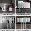Water Bottle Drying Rack, Cup Drying Rack for Counter, Stainless Steel Tumbler Dryer Stand, Space-Saving Mug & Glass Drying Rack, Heavy-Duty Holder for Cups & Water Bottles (Silver 7 Pegs)
