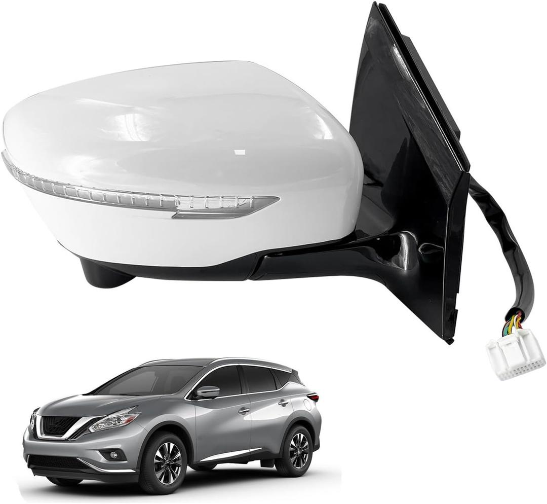 13 Pins Right Passenger Side Door Mirror Fit for Nissan Murano 2.5L 3.5L 2016-2021 Replaces# 96301-5AA4C NI1321288 with Camera Power Heated Signal Light Power Folding