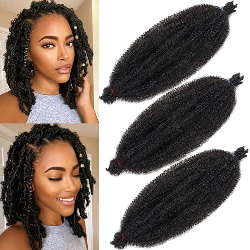 8 Inch Pre Fluffed Wrapping Hair 3 Packs Pre Separated Springy Afro Twist Hair For Locs Afro Twist Hair Natural Black Marley Twist Crochet Braiding Hair Soft Synthetic Extensions (8 Inch 3Pcs, 1B#)
