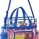 Masirs Clear Tote Bag Stadium Approved - Mesh Pockets Shoulder Straps Zippered Top Perfect for Work Games Concerts