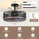 REDSTAR Small Caged Ceiling Fans with Lights, Black Industrial Ceiling Fan with Light and Remote, Farmhouse Ceiling Fan Light for Living Room, Bedroom, Kitchen, 17.7in