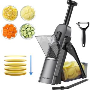 SupMaKin Safe Mandoline Slicer for Kitchen, Potato Slicer for Chips, Vegetable & Food Cutter,Thickness Adjustable 0.1-8 mm, Kitchen Faster Slice Artifact (Only Slicer)
