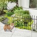 FOREHOGAR Metal Garden Fence 26 in H x 12 ft L, 6 Panels + 7 Stakes Border Dog Fence Panels Animal Barrier, No Dig Garden Fencing for Yard Patio Flower Bed Lawn Outdoor, Arch Black